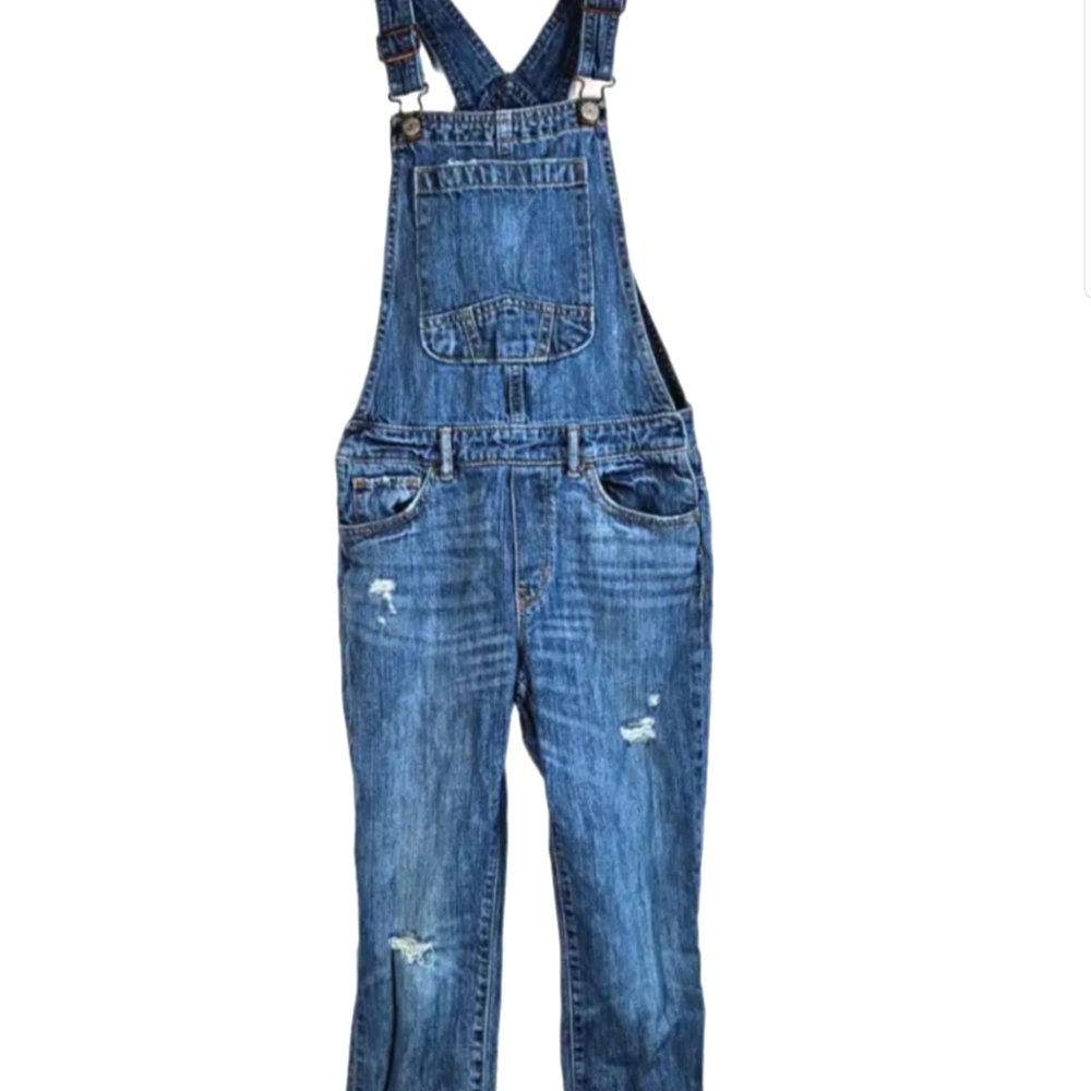 Girls M Medium distressed GAP overalls
